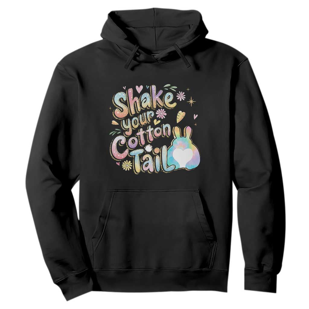 Funny Easter Day Retro Bunny Shake Your Cotton Tail Hoodie TS11 Black Print Your Wear