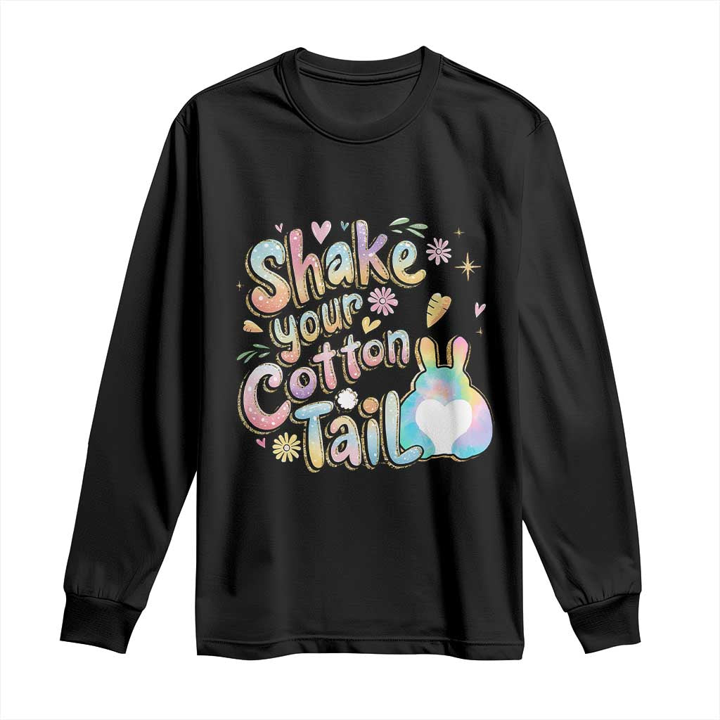 Funny Easter Day Retro Bunny Shake Your Cotton Tail Long Sleeve Shirt TS11 Black Print Your Wear