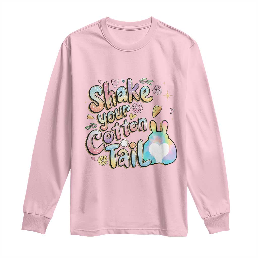 Funny Easter Day Retro Bunny Shake Your Cotton Tail Long Sleeve Shirt TS11 Light Pink Print Your Wear