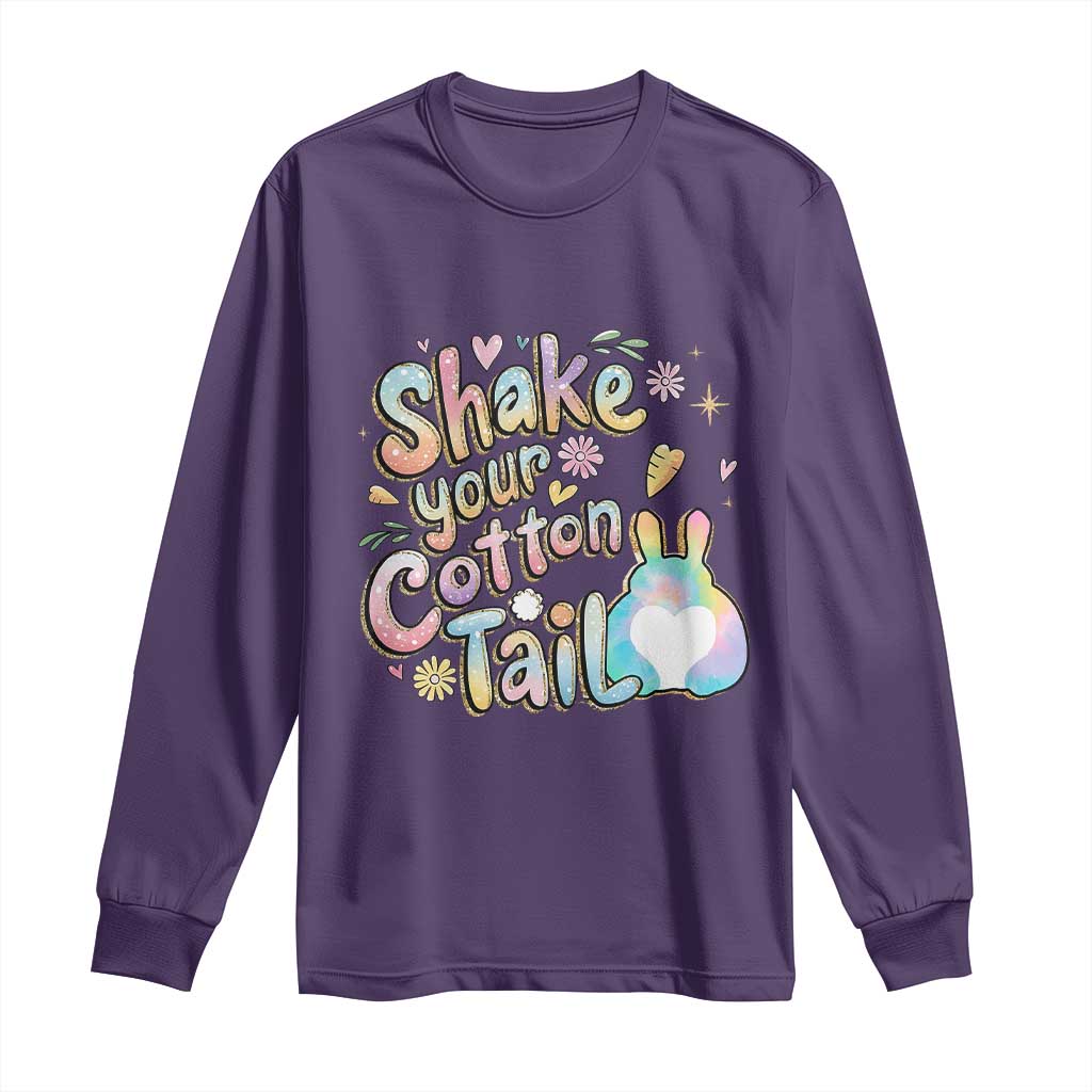 Funny Easter Day Retro Bunny Shake Your Cotton Tail Long Sleeve Shirt TS11 Purple Print Your Wear