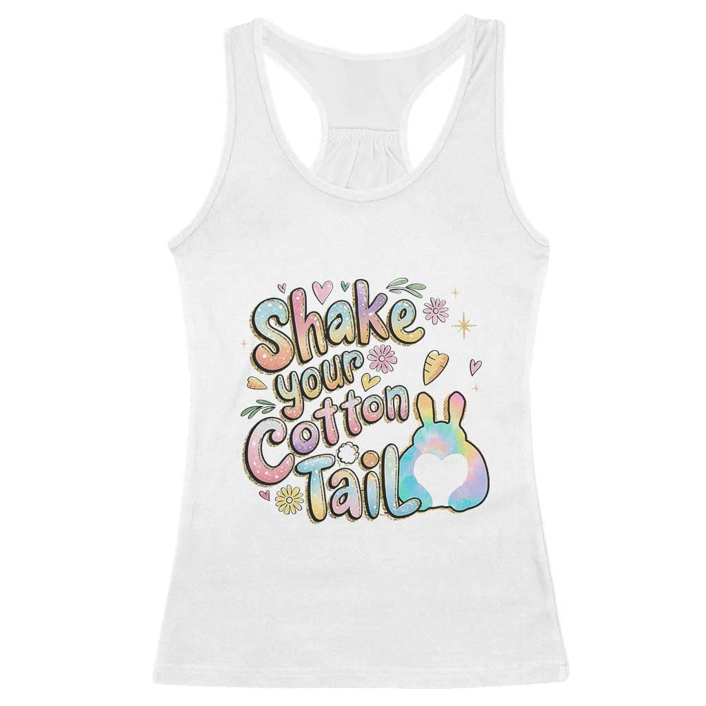 Funny Easter Day Retro Bunny Shake Your Cotton Tail Racerback Tank Top TS11 White Print Your Wear