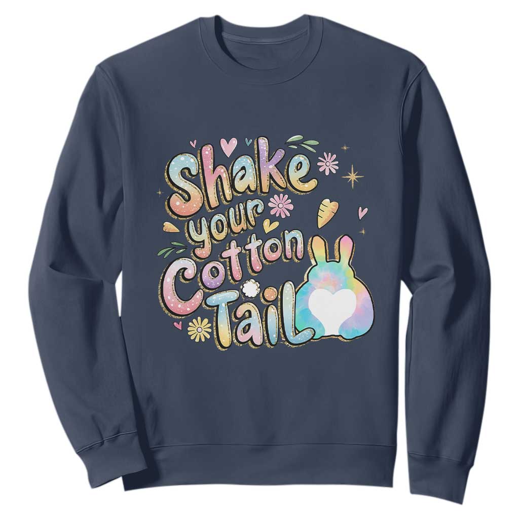 Funny Easter Day Retro Bunny Shake Your Cotton Tail Sweatshirt TS11 Navy Print Your Wear