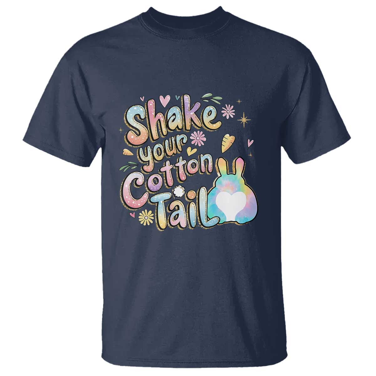 Funny Easter Day Retro Bunny Shake Your Cotton Tail T Shirt TS11 Navy Print Your Wear