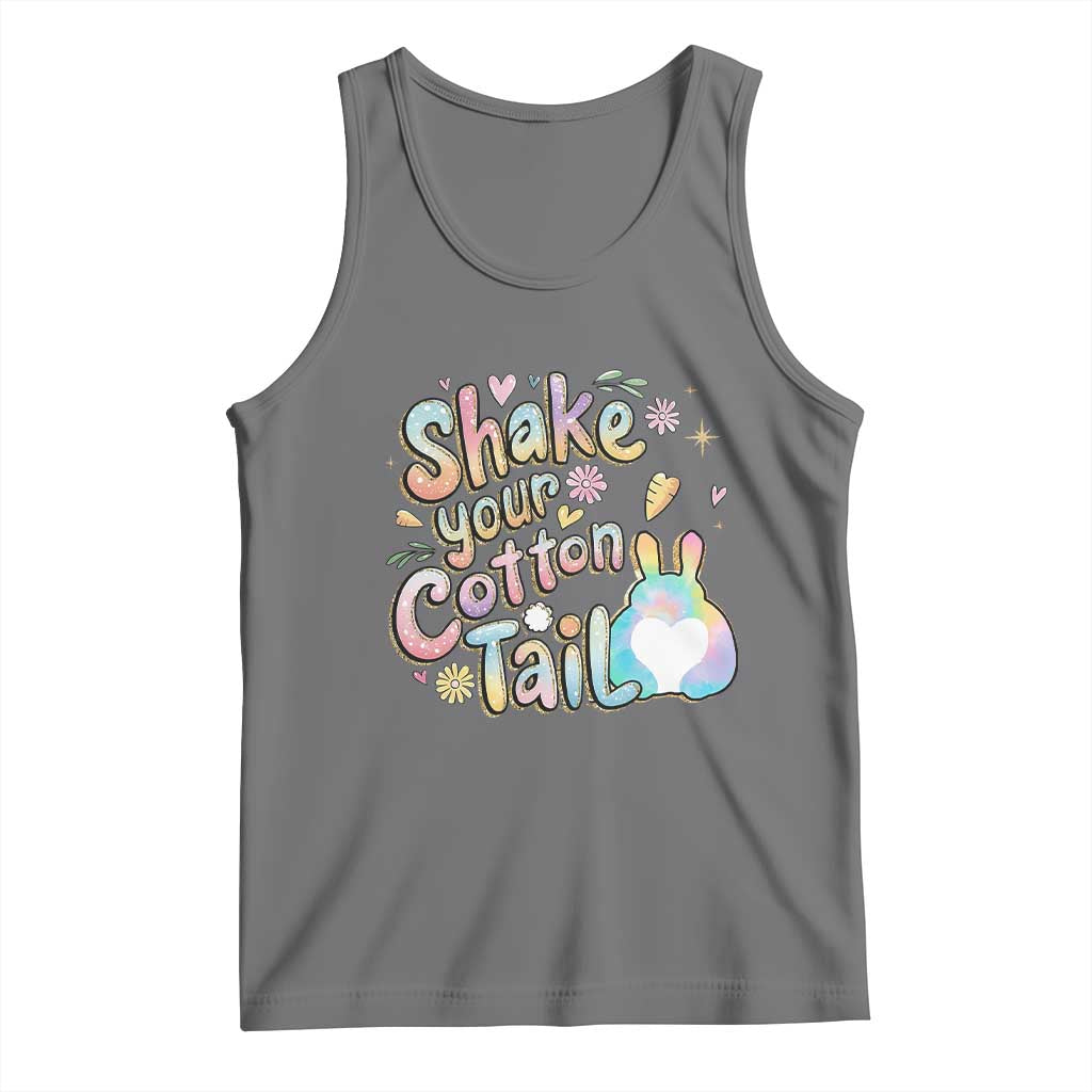 Funny Easter Day Retro Bunny Shake Your Cotton Tail Tank Top TS11 Black Heather Print Your Wear