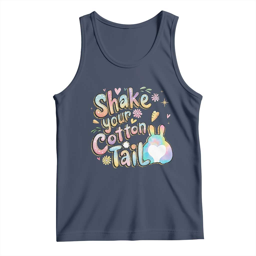 Funny Easter Day Retro Bunny Shake Your Cotton Tail Tank Top TS11 Navy Print Your Wear