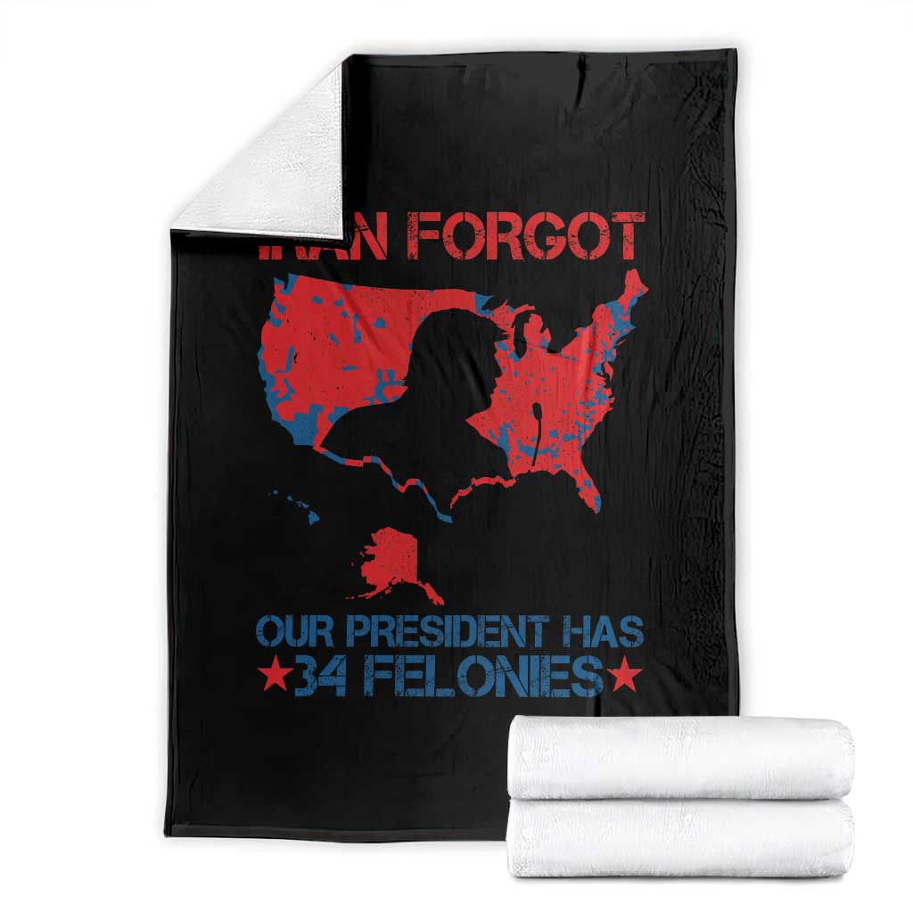 Iran Forgot Our President Has 34 Felonies Throw Blanket Vintage USA Red Wave Map TS11 Black Print Your Wear