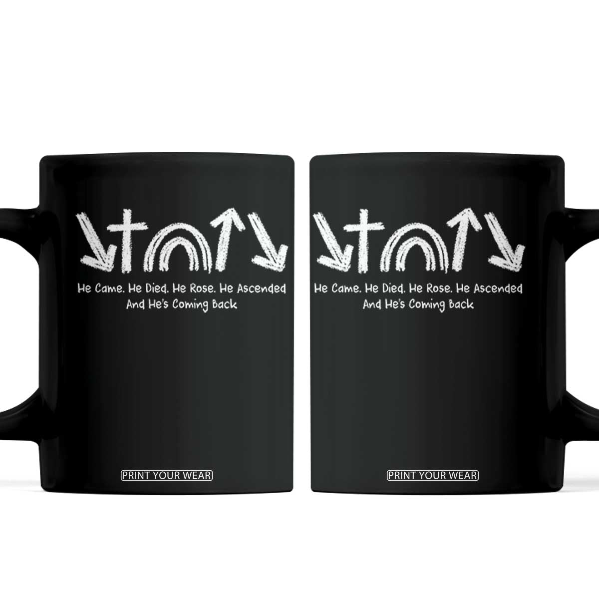 Christian Easter Coffee Mug He Came He Died He Rose He Ascended And He Is Coming Back TS11 Black Print Your Wear