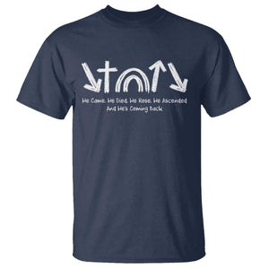 Christian Easter T Shirt He Came He Died He Rose He Ascended And He Is Coming Back TS11 Navy Print Your Wear