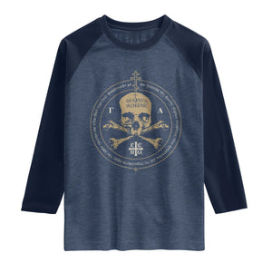 Eastern Orthodox Cross Skull IC XC Nika Jesus Church Raglan Shirt TS11 Heather Denim Navy Print Your Wear