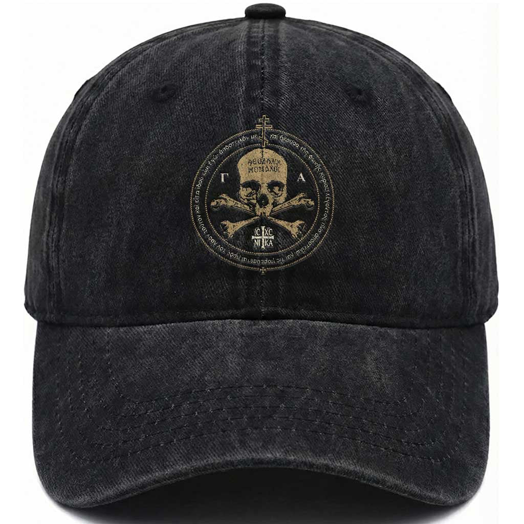 Eastern Orthodox Cross Skull IC XC Nika Jesus Church Washed Cotton Baseball Cap TS11 Print Your Wear