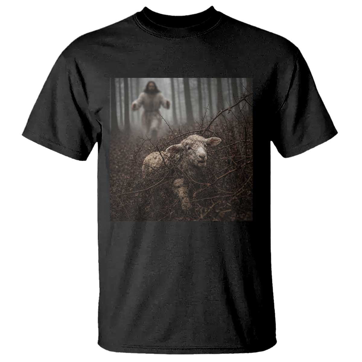 Christian Biblical Parable Of Lost Sheep Scene T Shirt Funny Photo TS11 Black Print Your Wear