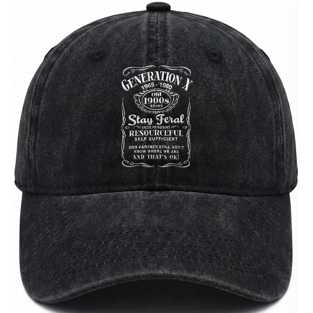 Gen X Washed Cotton Baseball Cap Stay Feral Independent Resourceful Self Sufficient