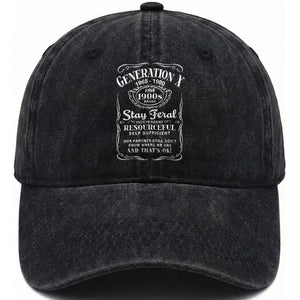 Gen X Washed Cotton Baseball Cap Stay Feral Independent Resourceful Self Sufficient