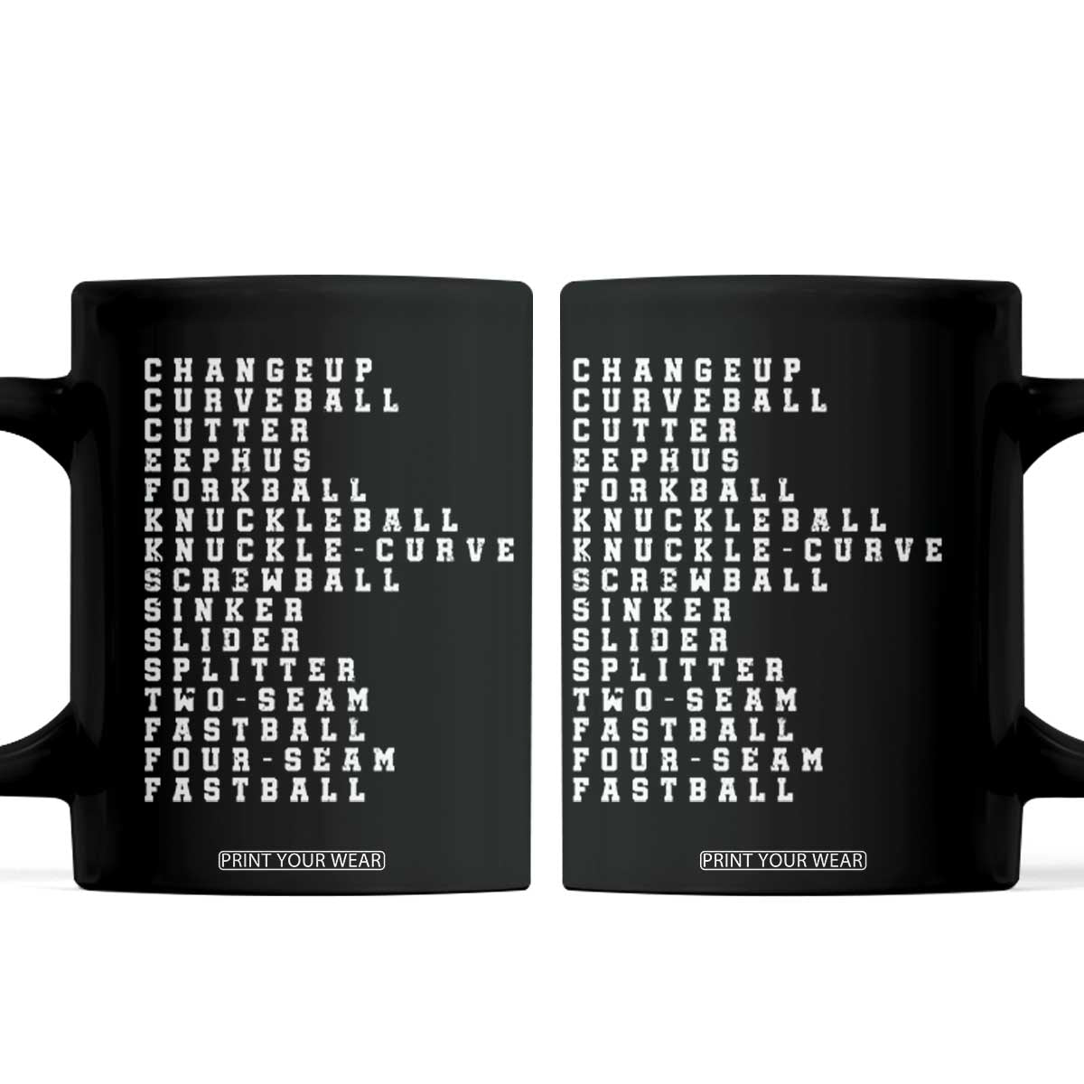 Baseball Pitch Types Coffee Mug Terminology Changeup Curveball Cutter Eephus