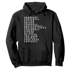 Baseball Pitch Types Hoodie Terminology Changeup Curveball Cutter Eephus