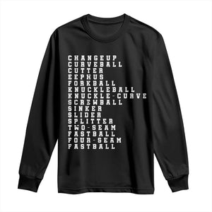 Baseball Pitch Types Long Sleeve Shirt Terminology Changeup Curveball Cutter Eephus