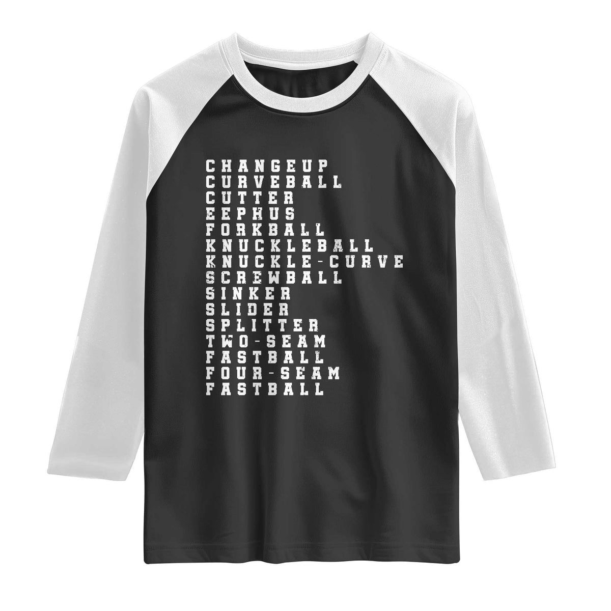 Baseball Pitch Types Raglan Shirt Terminology Changeup Curveball Cutter Eephus