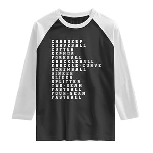 Baseball Pitch Types Raglan Shirt Terminology Changeup Curveball Cutter Eephus