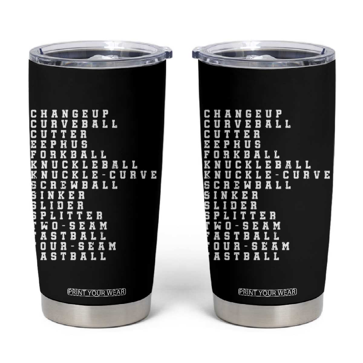 Baseball Pitch Types Tumbler Cup Terminology Changeup Curveball Cutter Eephus