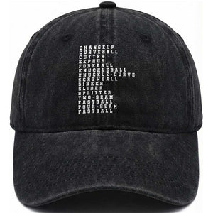 Baseball Pitch Types Washed Cotton Baseball Cap Terminology Changeup Curveball Cutter Eephus