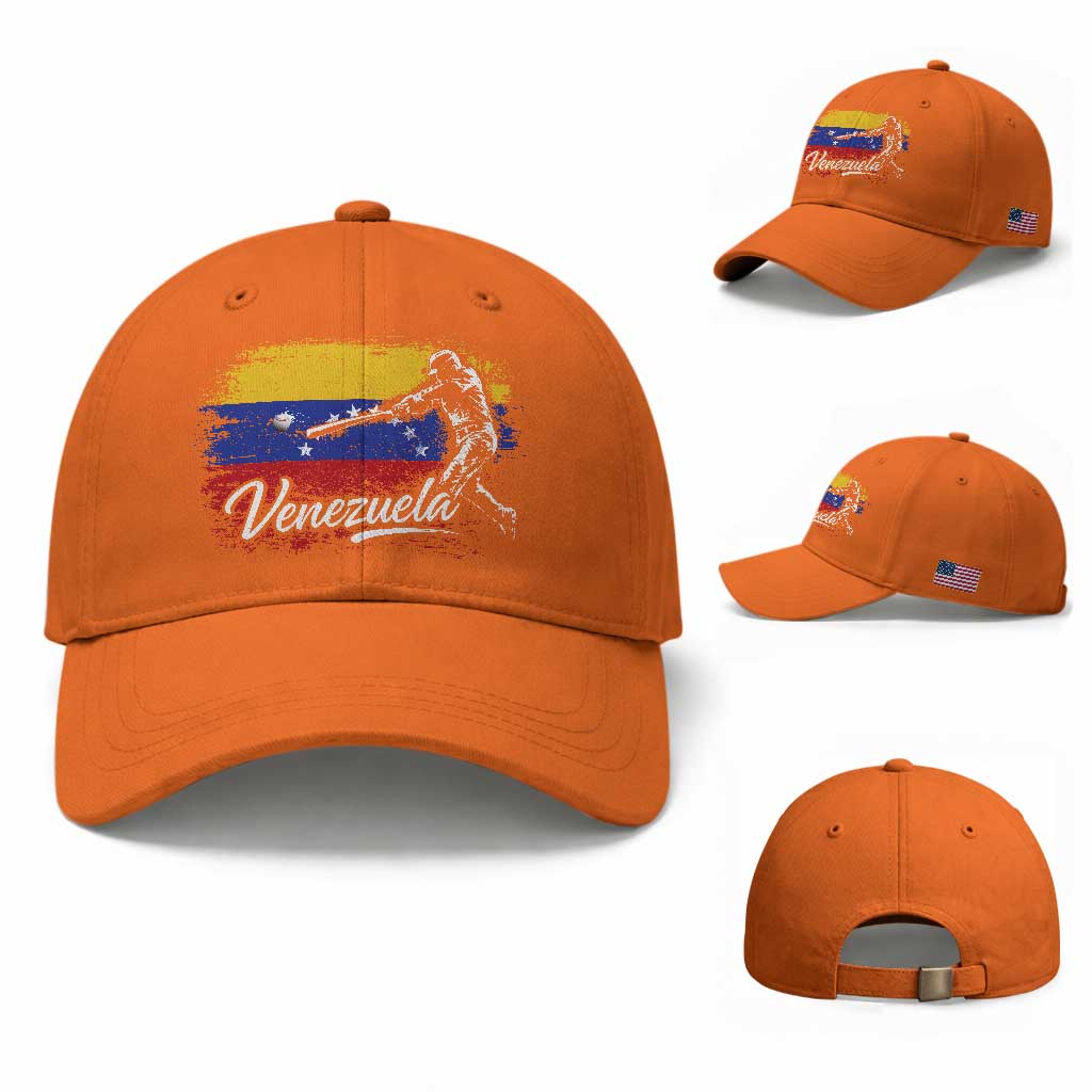 Venezuela Baseball Batter Venezuelan Sport Fan Baseball Cap TS11 Baseball Cap Universal Fit Orange Print Your Wear