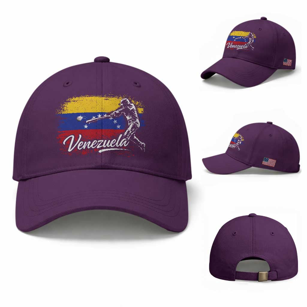 Venezuela Baseball Batter Venezuelan Sport Fan Baseball Cap TS11 Baseball Cap Universal Fit Purple Print Your Wear