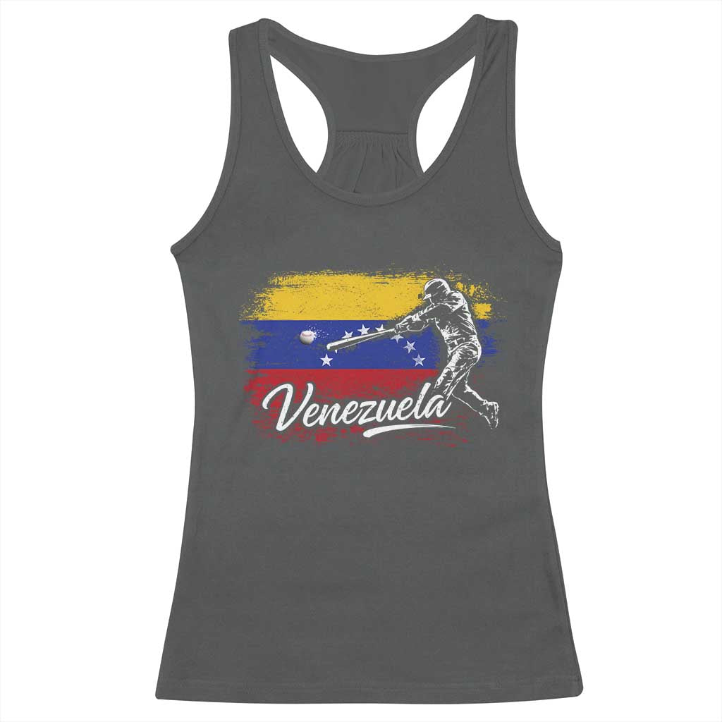 Venezuela Baseball Batter Venezuelan Sport Fan Racerback Tank Top TS11 Dark Heather Print Your Wear
