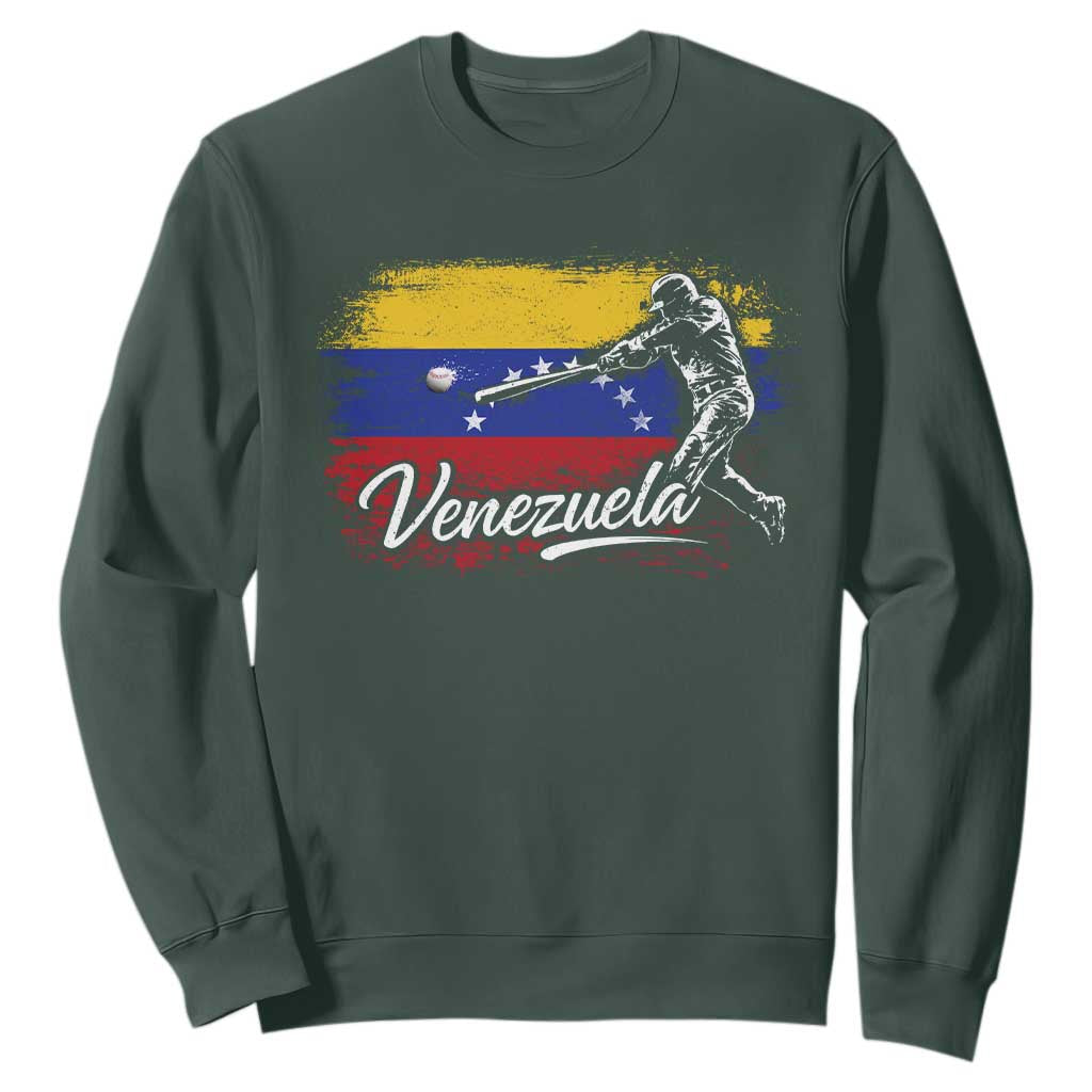 Venezuela Baseball Batter Venezuelan Sport Fan Sweatshirt TS11 Dark Forest Green Print Your Wear