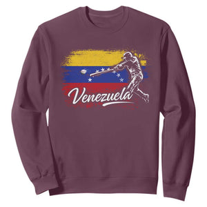Venezuela Baseball Batter Venezuelan Sport Fan Sweatshirt TS11 Maroon Print Your Wear