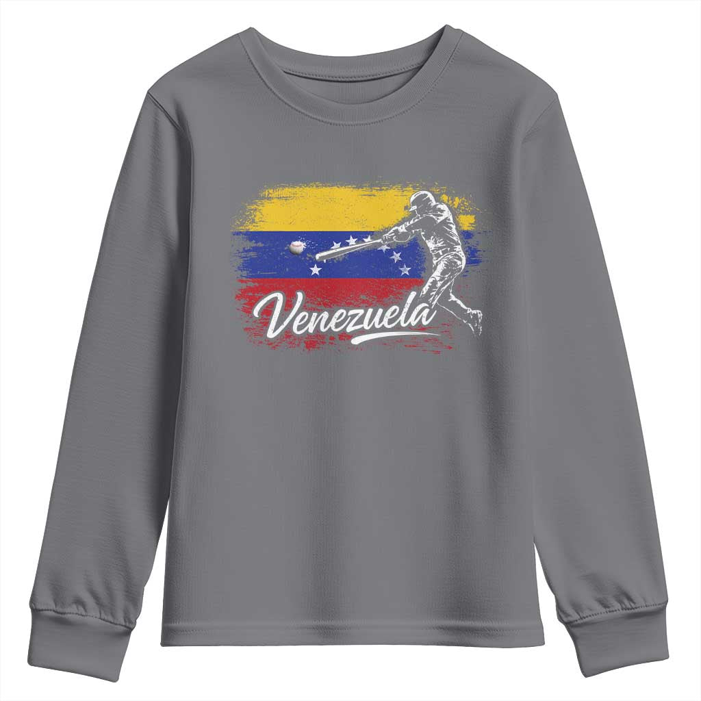 Venezuela Baseball Batter Venezuelan Sport Fan Youth Sweatshirt TS11 Charcoal Print Your Wear