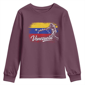 Venezuela Baseball Batter Venezuelan Sport Fan Youth Sweatshirt TS11 Maroon Print Your Wear