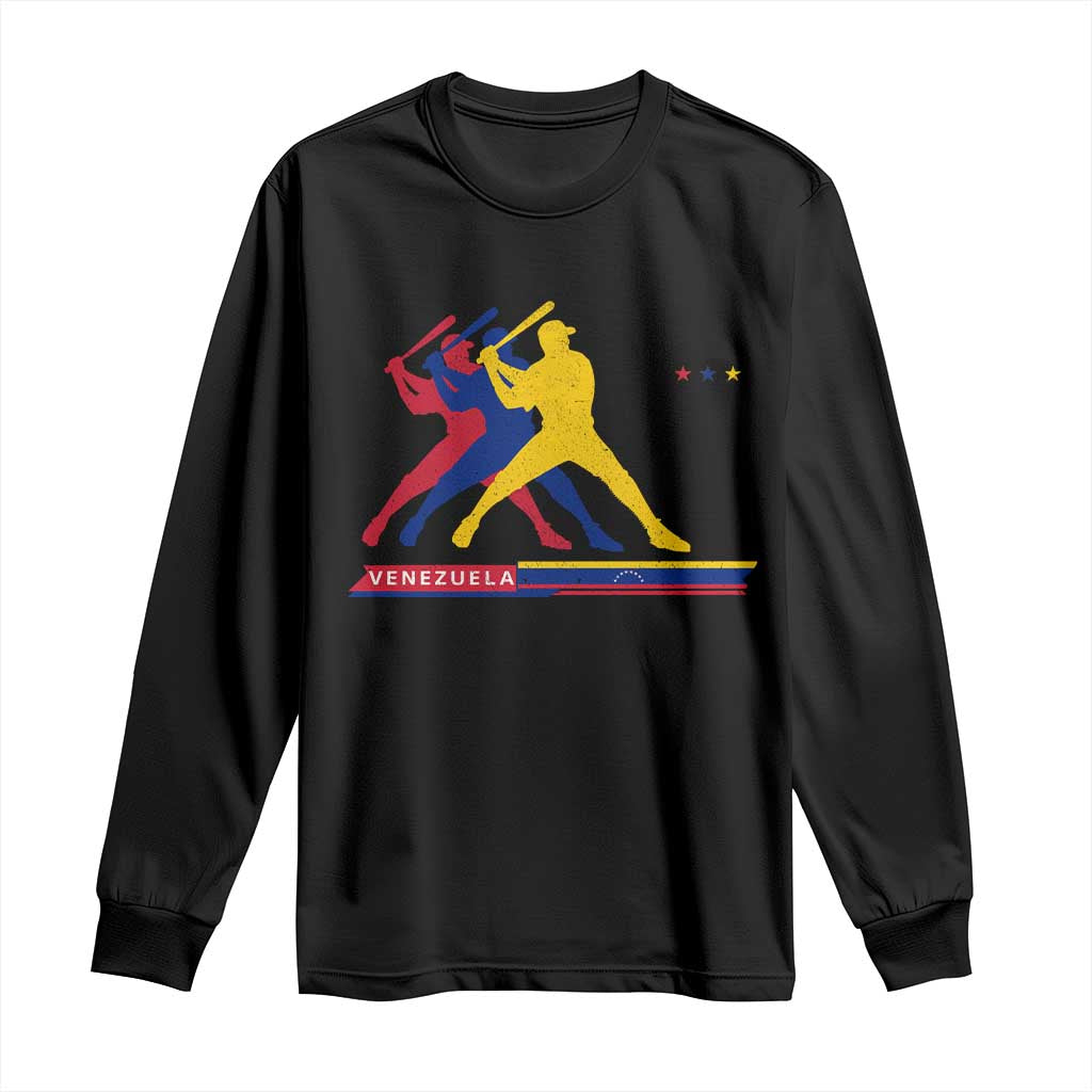 Baseball Venezuela Sport Fan Venezuelan Flag Batter Player Long Sleeve Shirt TS11 Black Print Your Wear