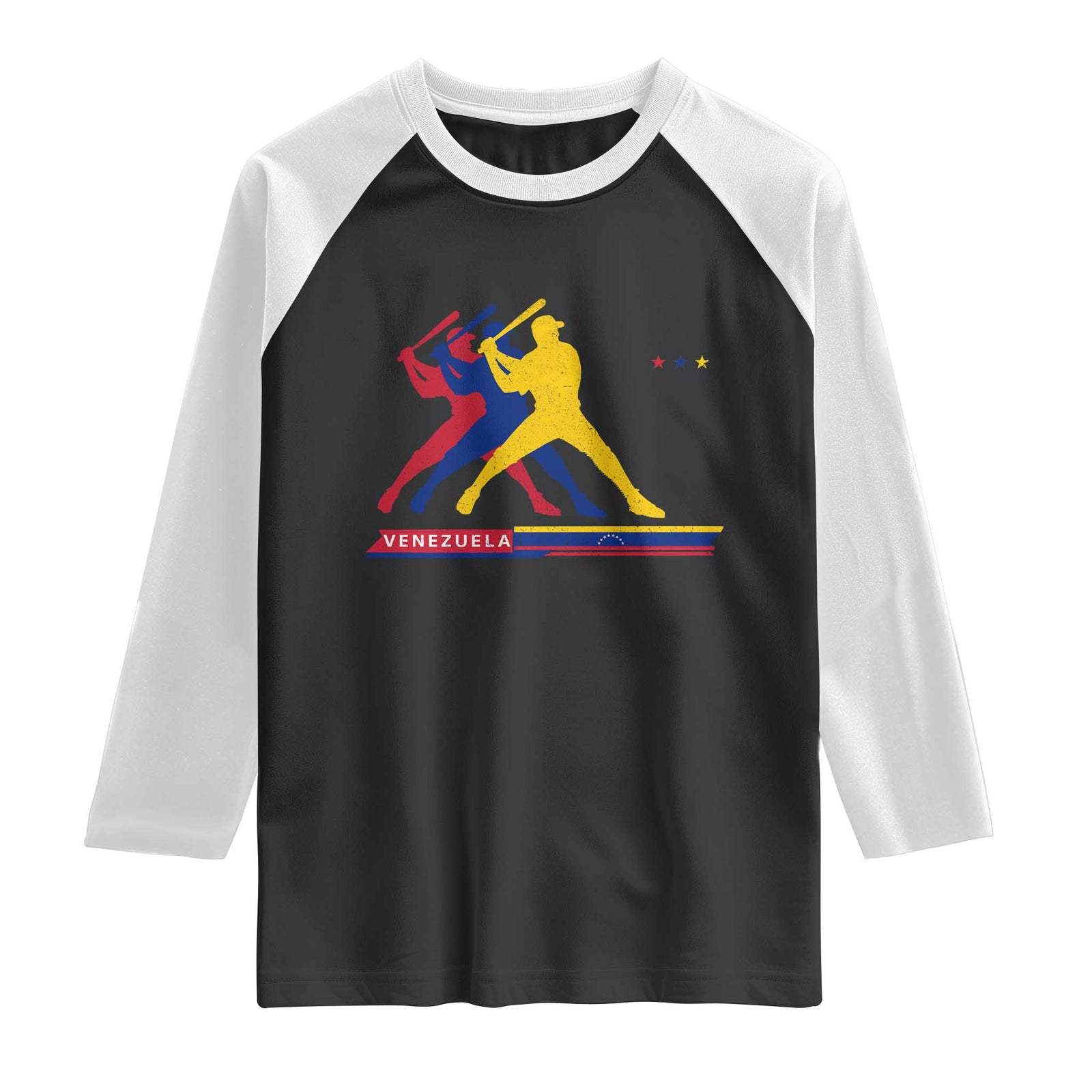 Baseball Venezuela Sport Fan Venezuelan Flag Batter Player Raglan Shirt TS11 Black White Print Your Wear
