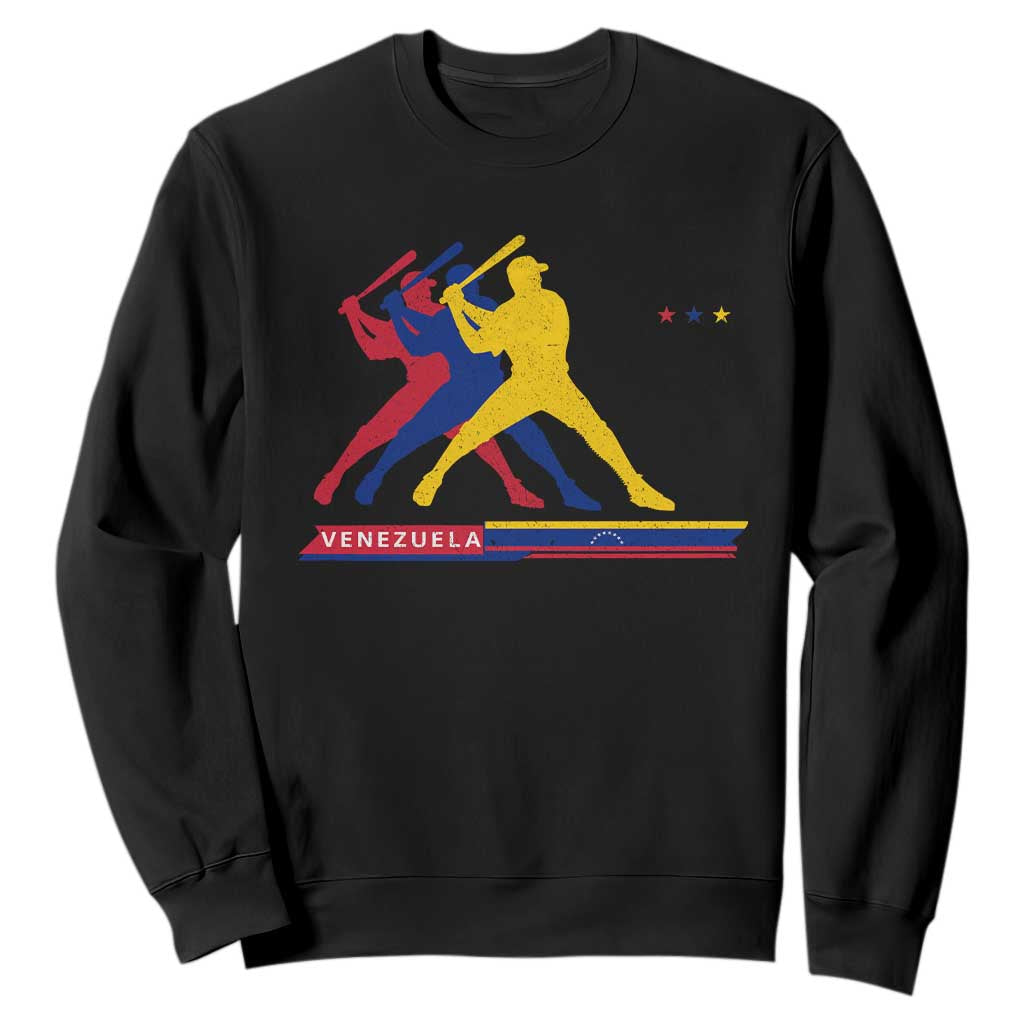 Baseball Venezuela Sport Fan Venezuelan Flag Batter Player Sweatshirt TS11 Black Print Your Wear