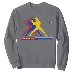 Baseball Venezuela Sport Fan Venezuelan Flag Batter Player Sweatshirt TS11 Charcoal Print Your Wear