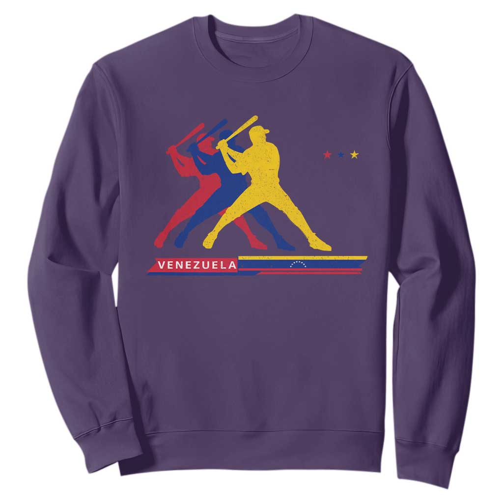 Baseball Venezuela Sport Fan Venezuelan Flag Batter Player Sweatshirt TS11 Purple Print Your Wear