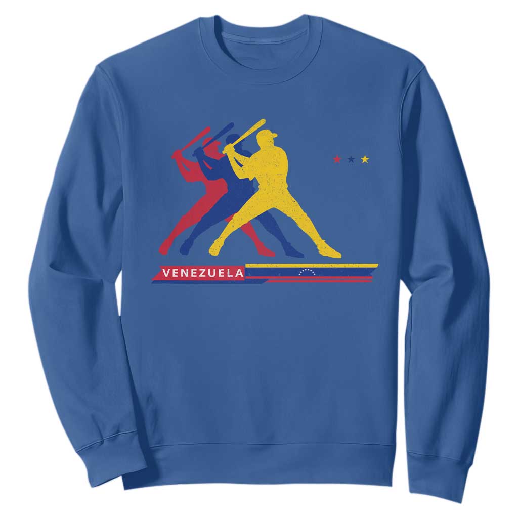 Baseball Venezuela Sport Fan Venezuelan Flag Batter Player Sweatshirt TS11 Royal Blue Print Your Wear