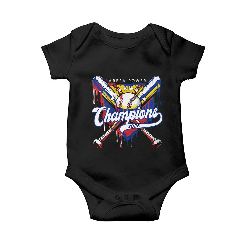 Venezuela Champions 2026 Baby Onesie Baseball Lover Home Plate Drip TS11 Black Print Your Wear