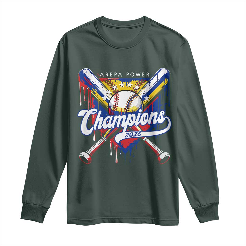 Venezuela Champions 2026 Long Sleeve Shirt Baseball Lover Home Plate Drip TS11 Dark Forest Green Print Your Wear