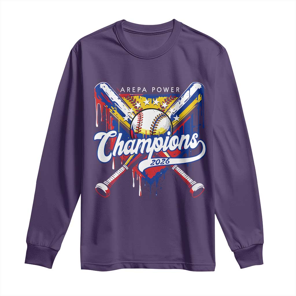 Venezuela Champions 2026 Long Sleeve Shirt Baseball Lover Home Plate Drip TS11 Purple Print Your Wear