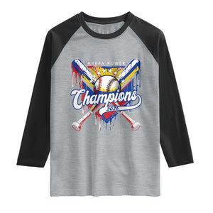 Venezuela Champions 2026 Raglan Shirt Baseball Lover Home Plate Drip TS11 Heather Gray Black Print Your Wear