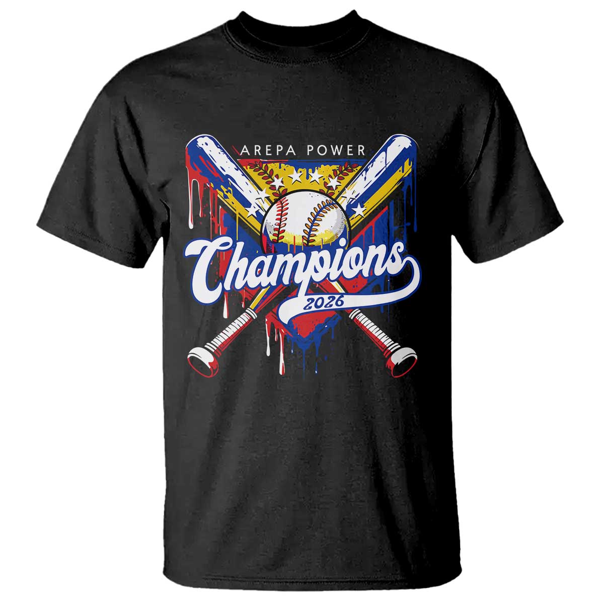Venezuela Champions 2026 T Shirt Baseball Lover Home Plate Drip TS11 Black Print Your Wear