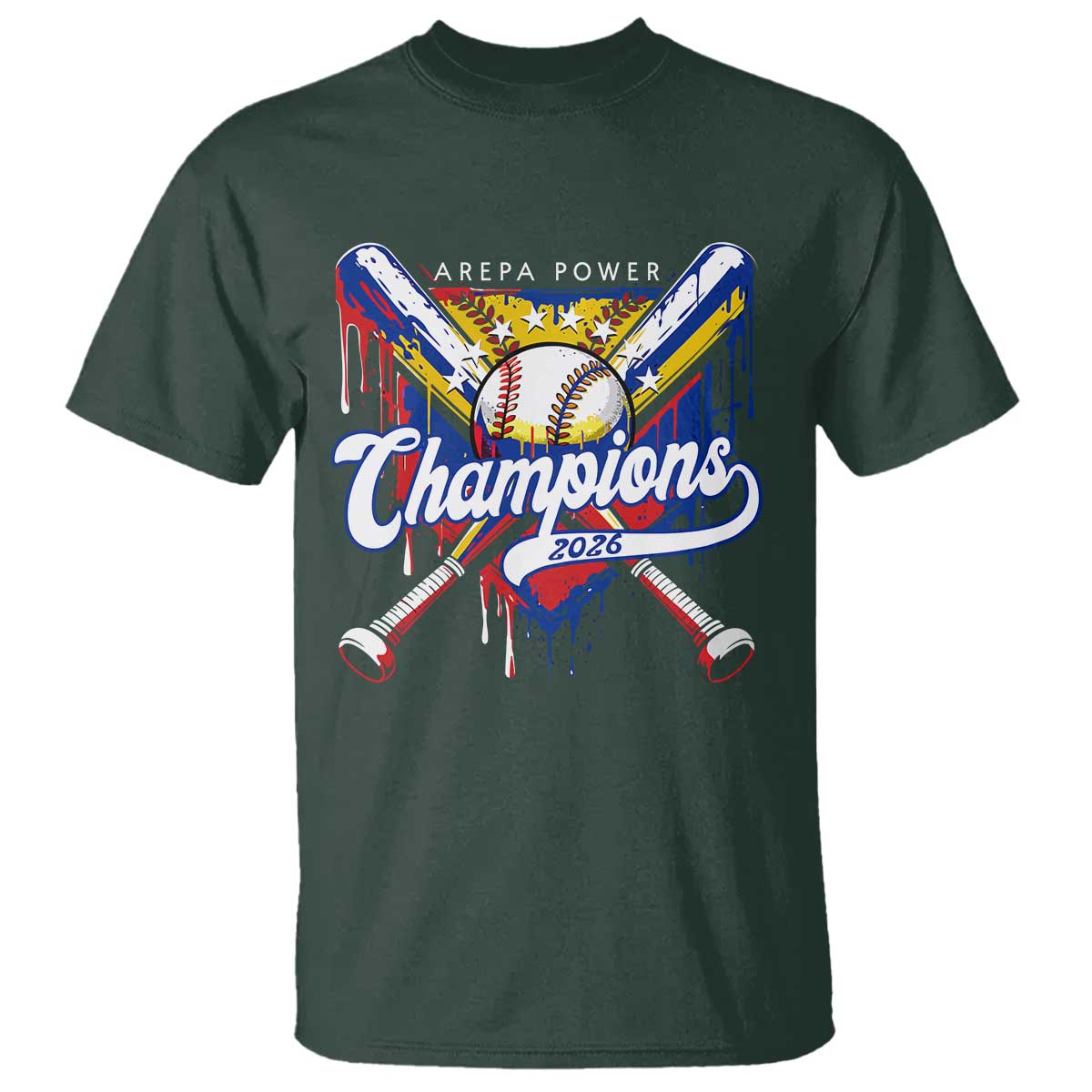 Venezuela Champions 2026 T Shirt Baseball Lover Home Plate Drip TS11 Dark Forest Green Print Your Wear