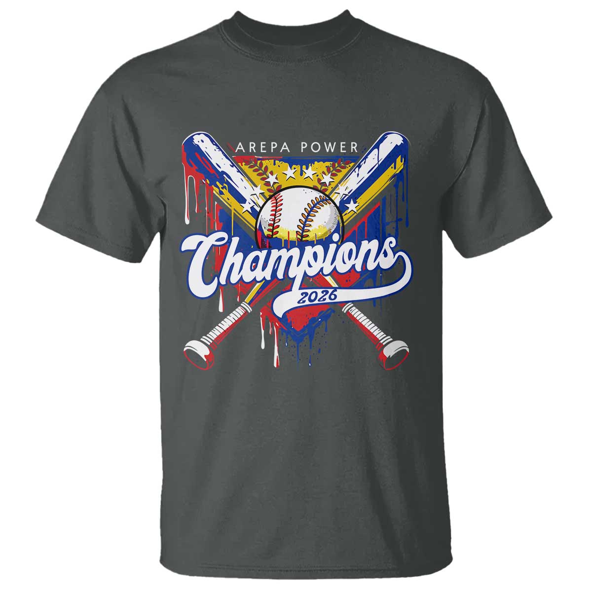 Venezuela Champions 2026 T Shirt Baseball Lover Home Plate Drip TS11 Dark Heather Print Your Wear
