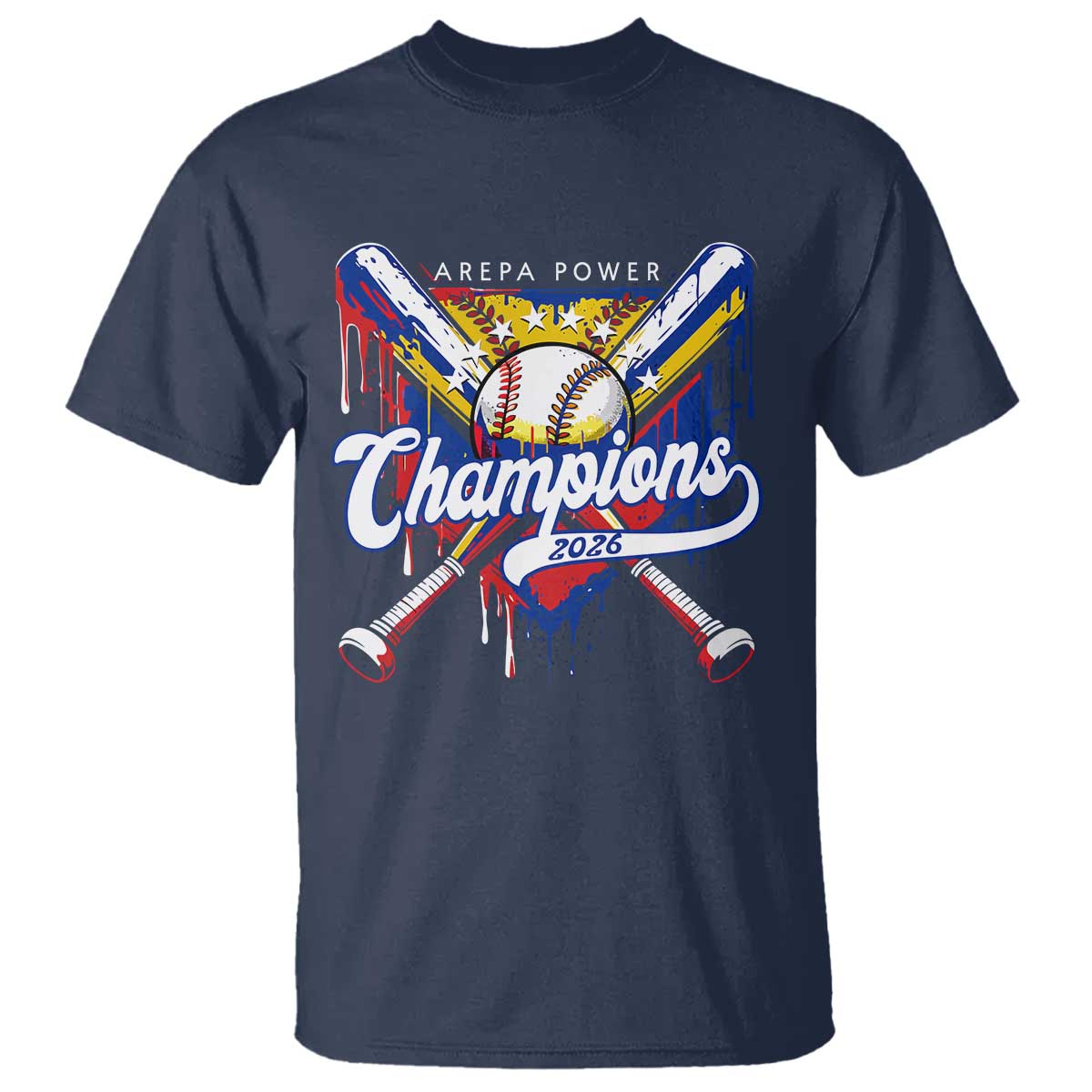 Venezuela Champions 2026 T Shirt Baseball Lover Home Plate Drip TS11 Navy Print Your Wear