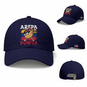 Funny Arepa Power Venezuela Baseball Lover Baseball Cap Cute Dabbing Arepa TS11 Baseball Cap Universal Fit Dark Blue Print Your Wear