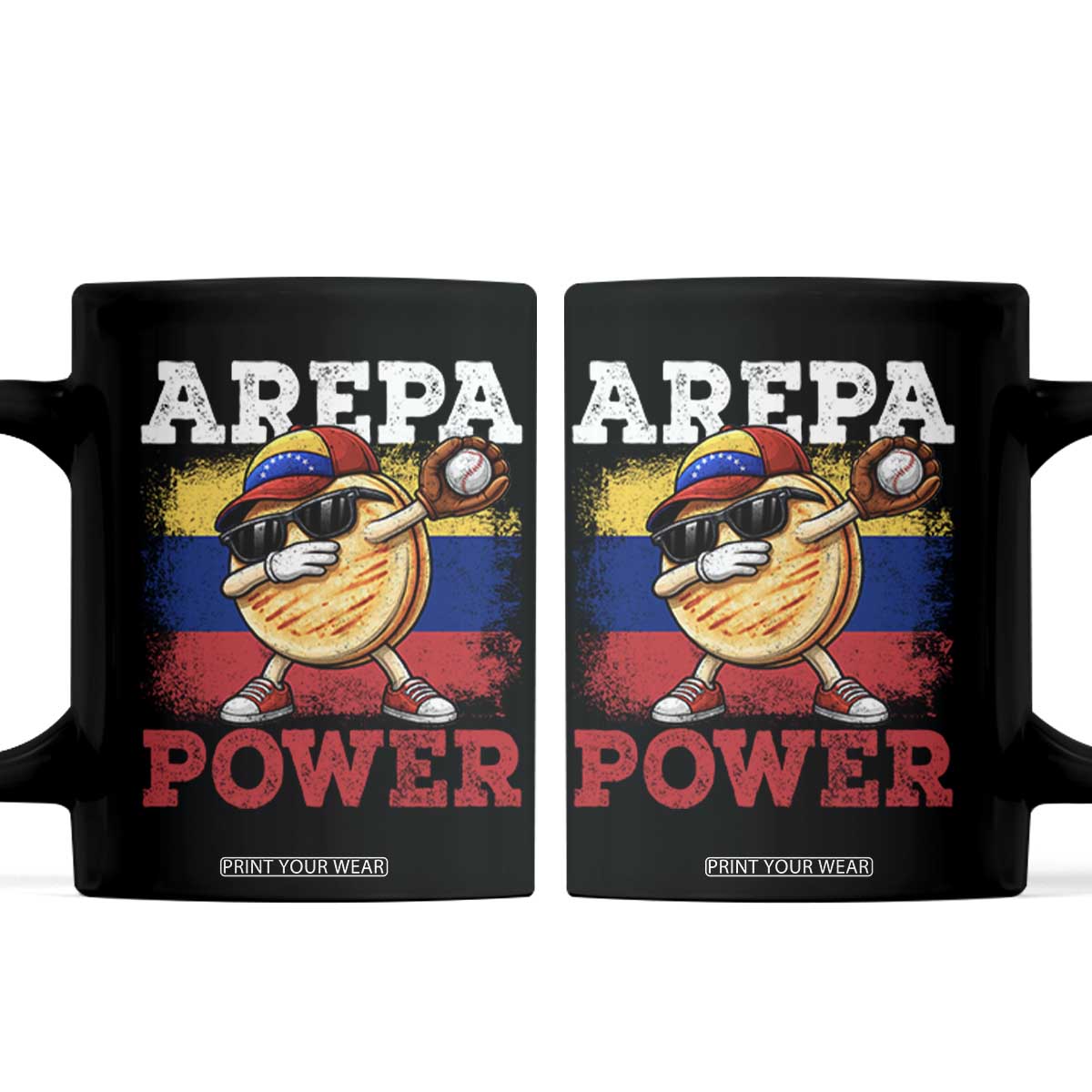 Funny Arepa Power Venezuela Baseball Lover Coffee Mug Cute Dabbing Arepa TS11 Black Print Your Wear