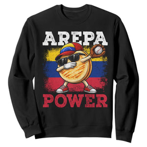 Funny Arepa Power Venezuela Baseball Lover Sweatshirt Cute Dabbing Arepa TS11 Black Print Your Wear