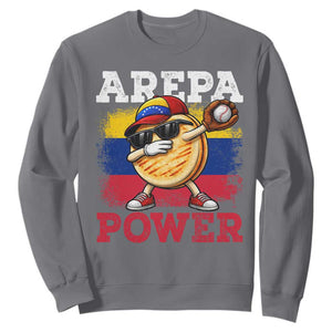 Funny Arepa Power Venezuela Baseball Lover Sweatshirt Cute Dabbing Arepa TS11 Charcoal Print Your Wear
