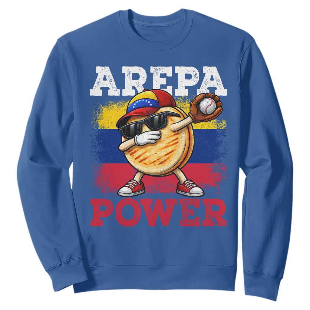 Funny Arepa Power Venezuela Baseball Lover Sweatshirt Cute Dabbing Arepa TS11 Royal Blue Print Your Wear